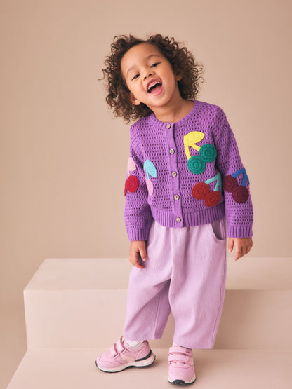 Dsiney Kidz - Purple Cherry Crochet Cardigan (3mths-7yrs) image 2