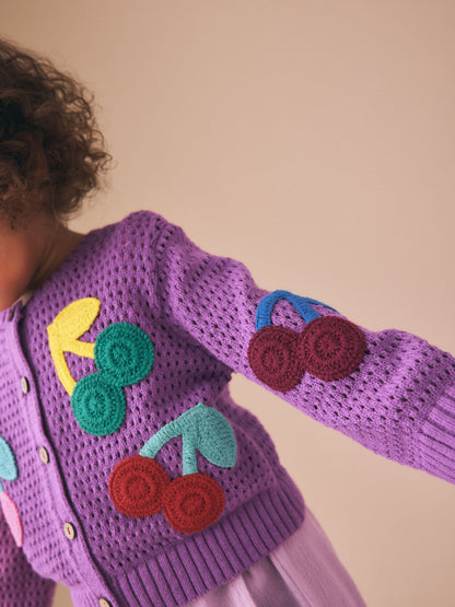 Dsiney Kidz - Purple Cherry Crochet Cardigan (3mths-7yrs) image 4