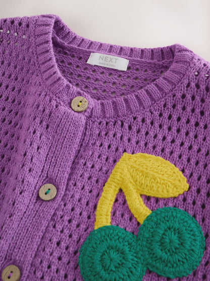 Dsiney Kidz - Purple Cherry Crochet Cardigan (3mths-7yrs) image 7