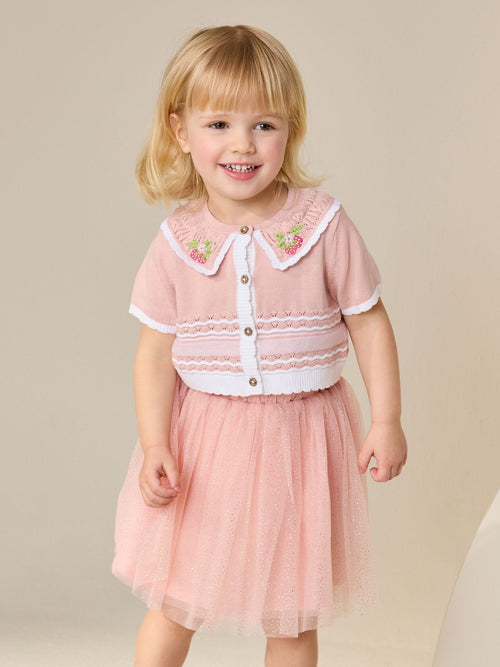 Pink Knitted Top And Mesh Skirt Set (3mths-10yrs) image 1