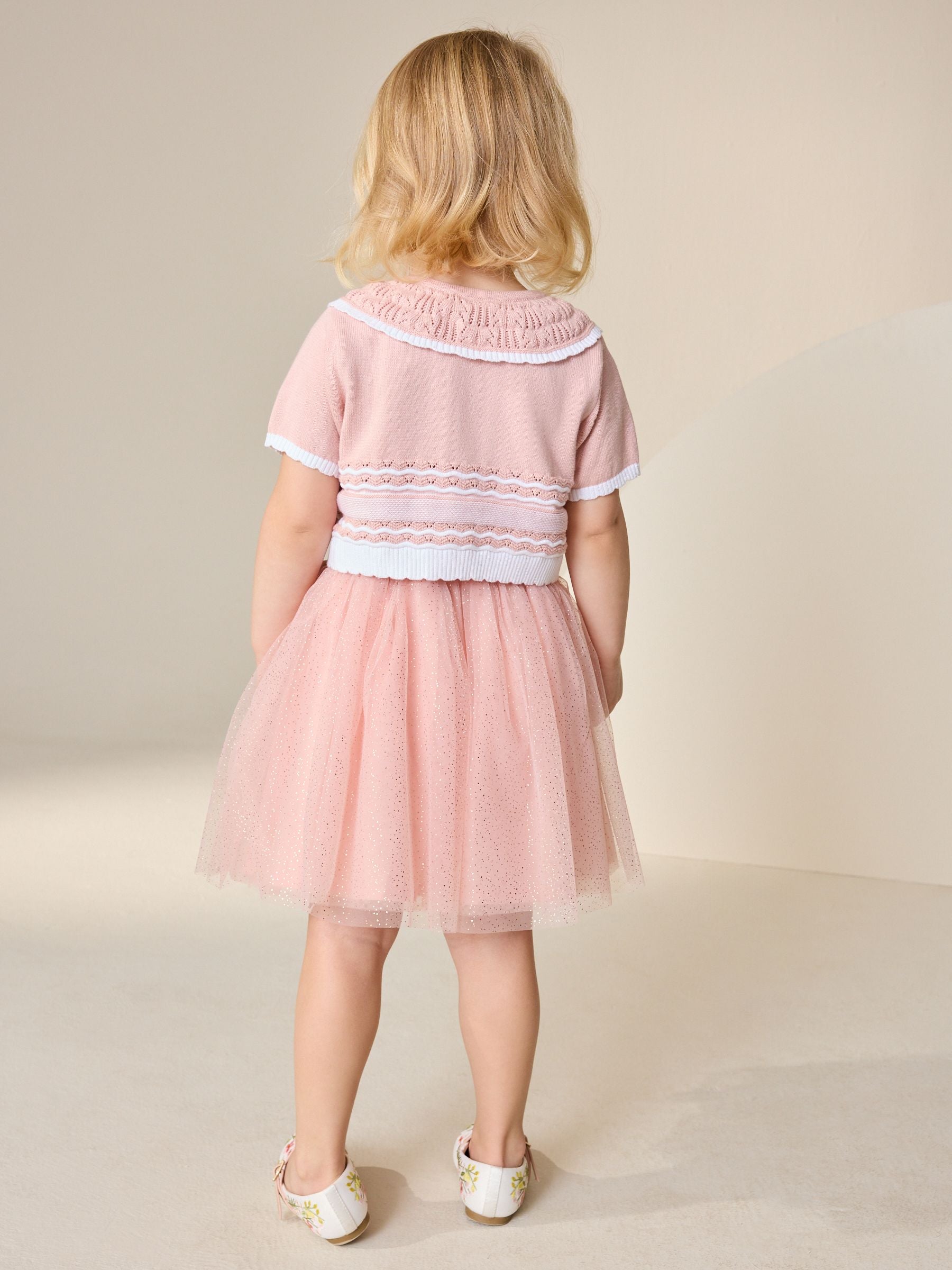 Pink Knitted Top And Mesh Skirt Set (3mths-10yrs) image 3