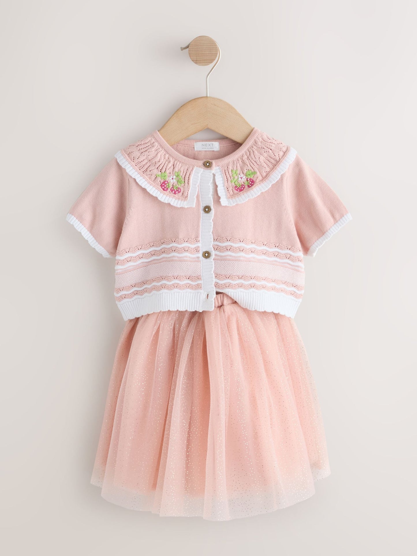 Pink Knitted Top And Mesh Skirt Set (3mths-10yrs) image 5