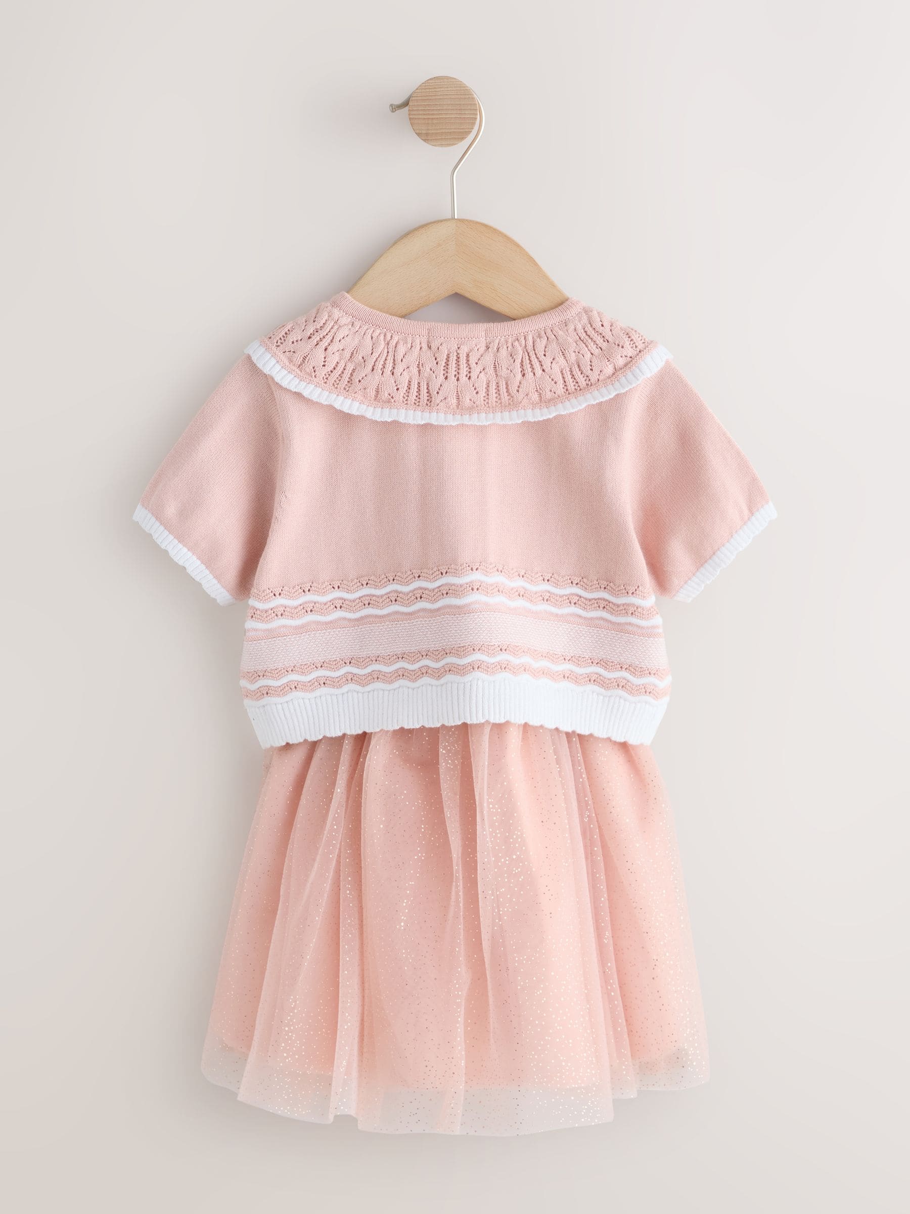Pink Knitted Top And Mesh Skirt Set (3mths-10yrs) image 6