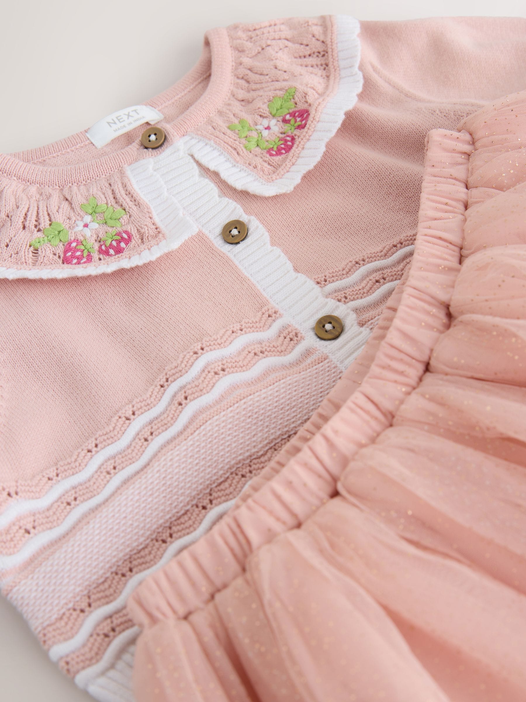 Pink Knitted Top And Mesh Skirt Set (3mths-10yrs) image 7