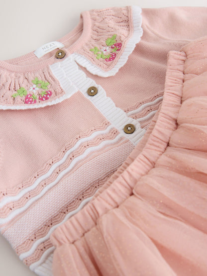 Pink Knitted Top And Mesh Skirt Set (3mths-10yrs) image 7