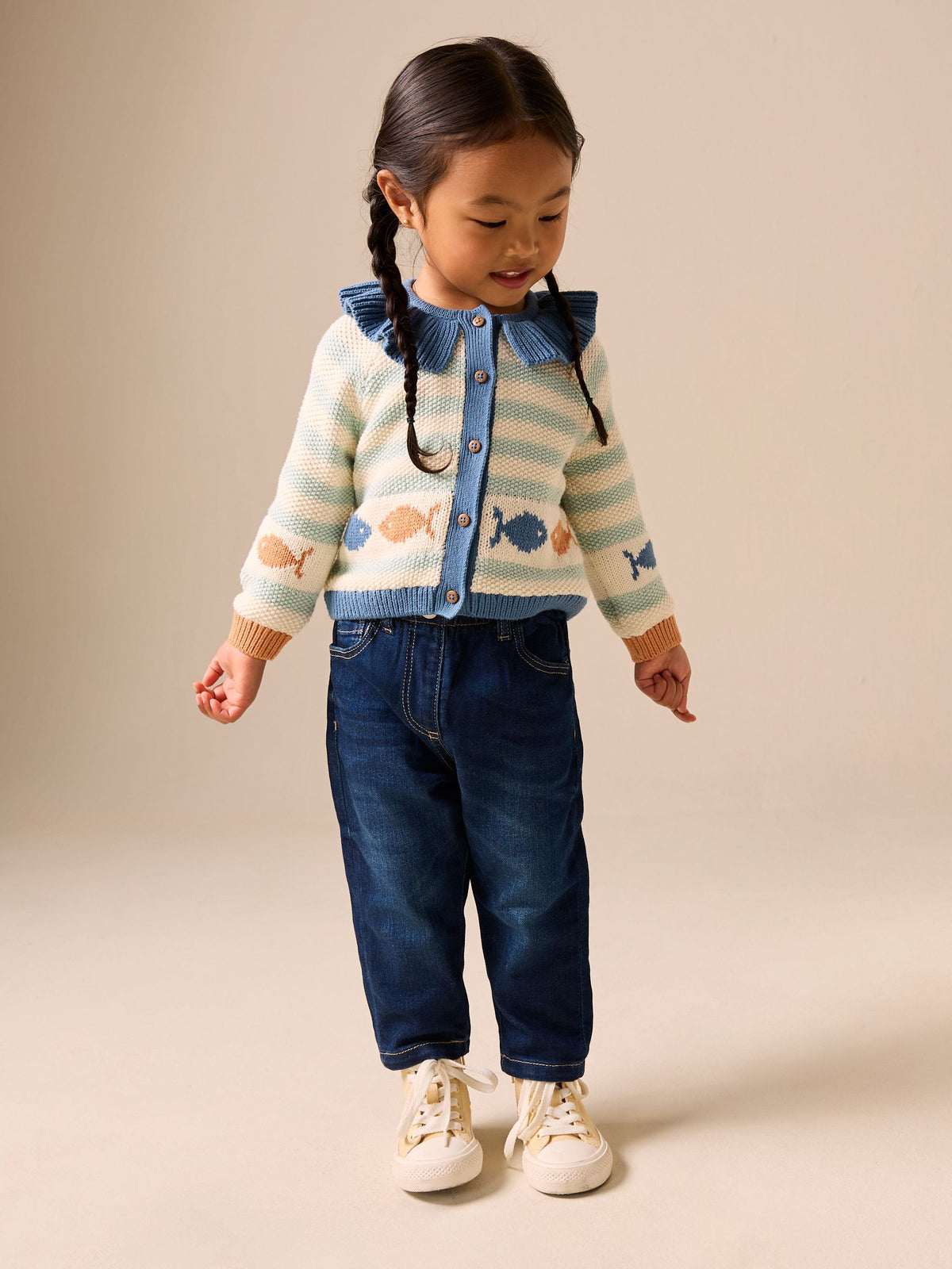 Dsiney Kidz - Light Blue Collared Fish Stripe Cardigan (3mths-7yrs) image 2