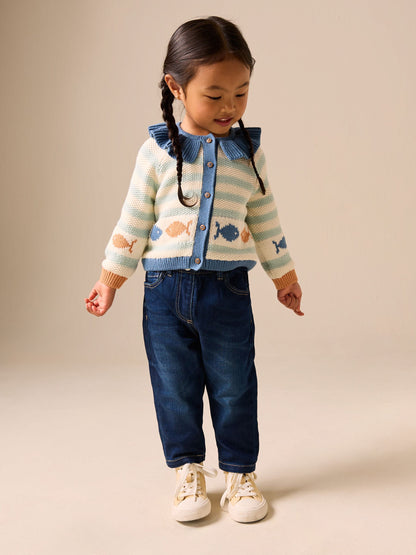 Dsiney Kidz - Light Blue Collared Fish Stripe Cardigan (3mths-7yrs) image 2