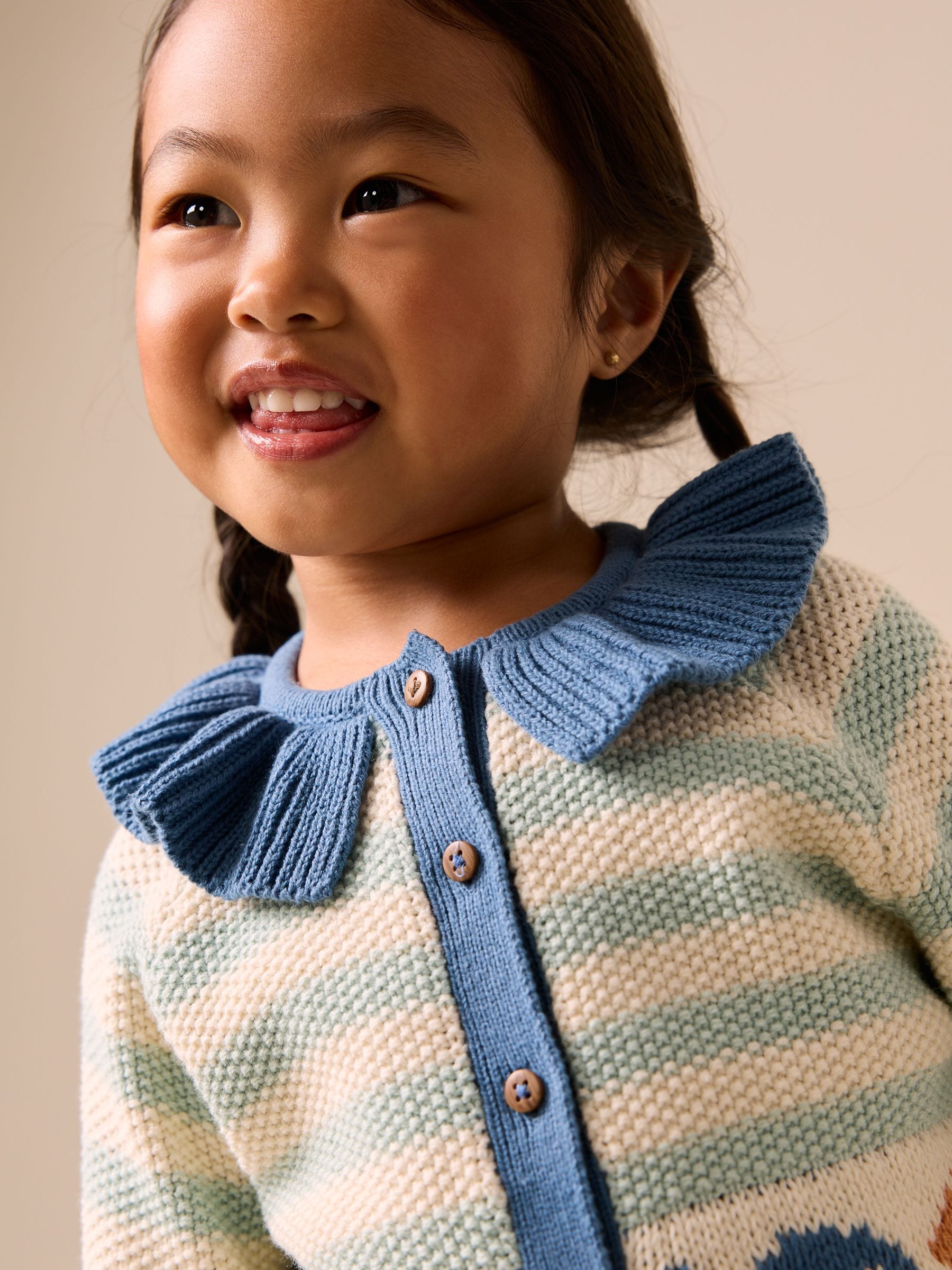 Dsiney Kidz - Light Blue Collared Fish Stripe Cardigan (3mths-7yrs) image 4
