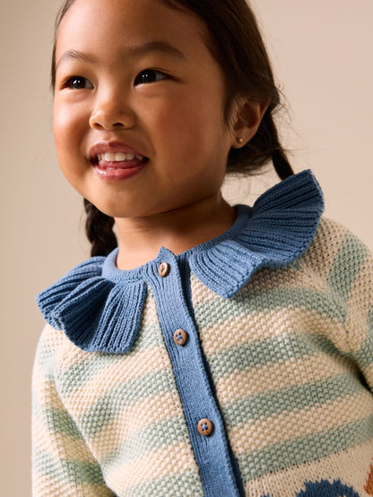 Dsiney Kidz - Light Blue Collared Fish Stripe Cardigan (3mths-7yrs) image 4