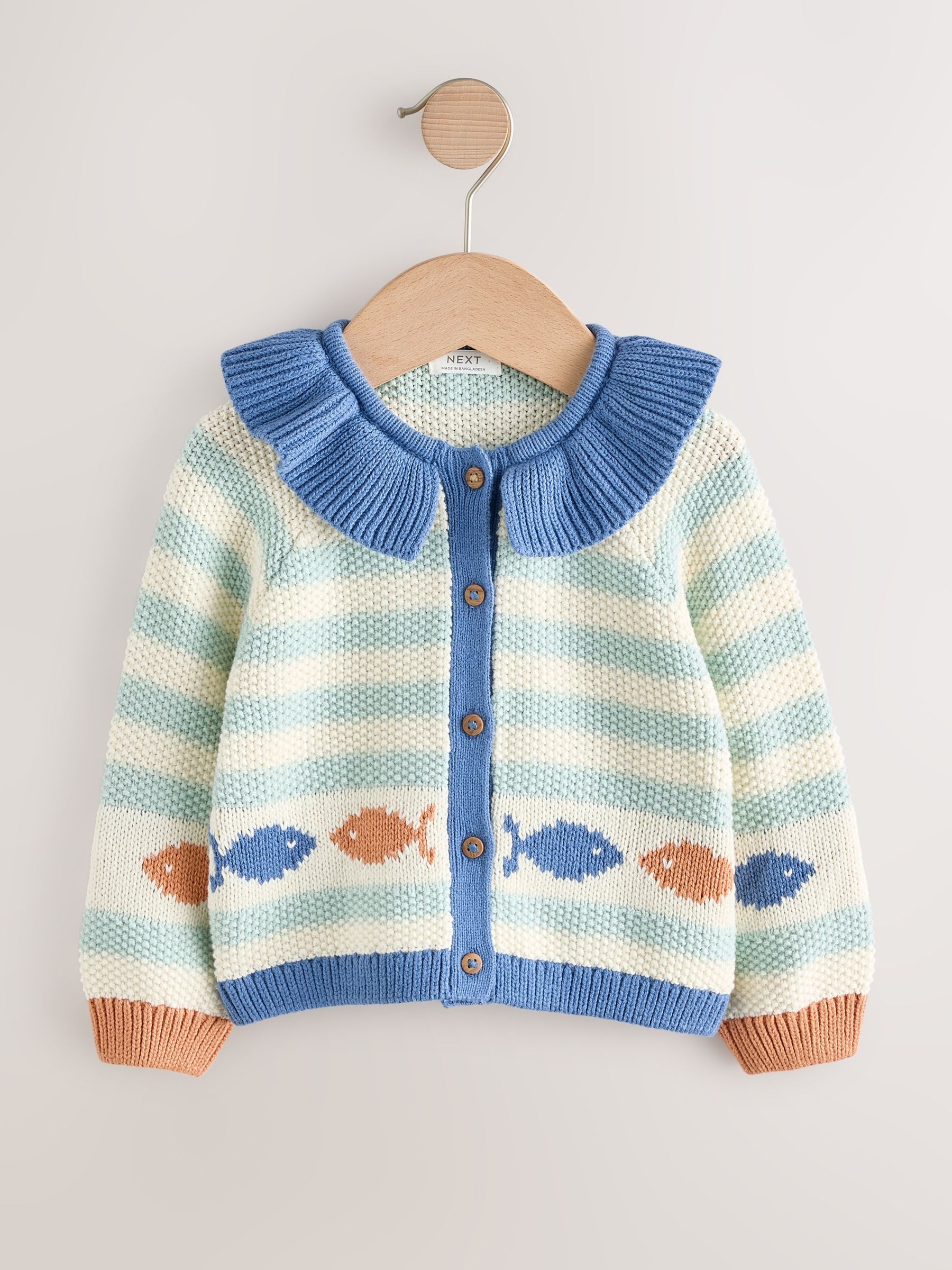 Dsiney Kidz - Light Blue Collared Fish Stripe Cardigan (3mths-7yrs) image 5