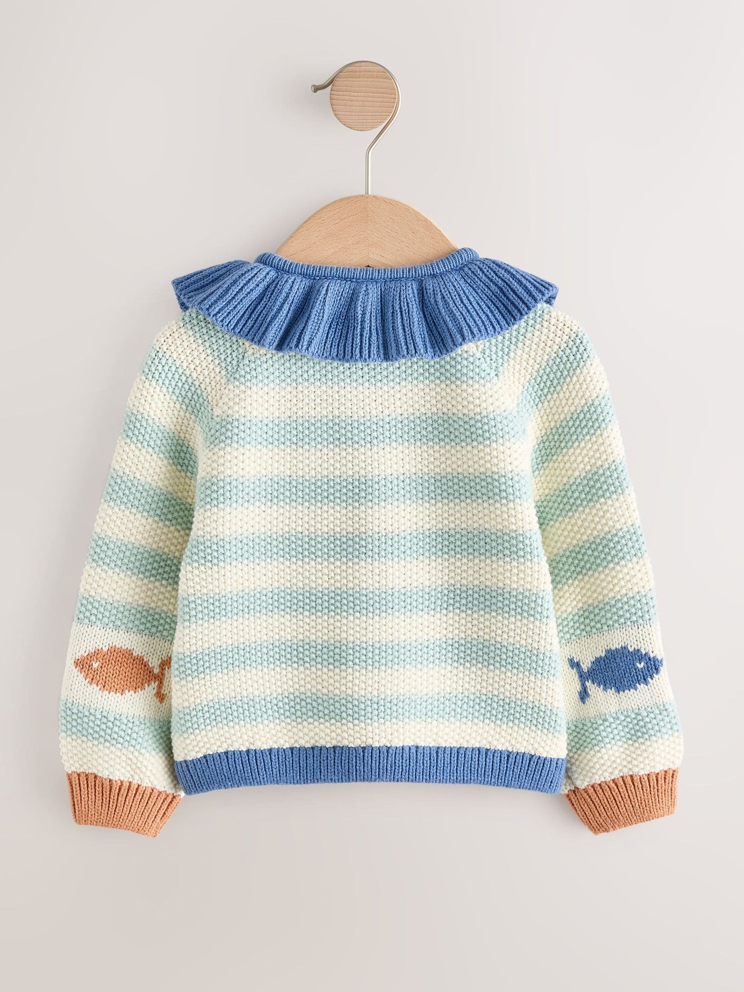 Dsiney Kidz - Light Blue Collared Fish Stripe Cardigan (3mths-7yrs) image 6