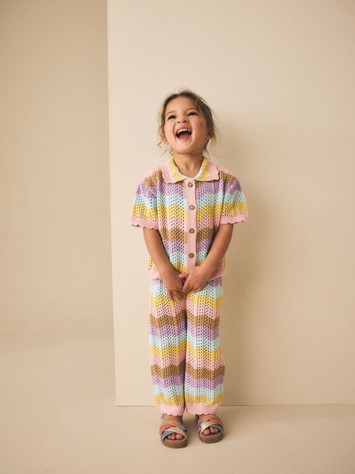 Multi Stripe Knitted Shirt and Trousers Set (3mths-10yrs) image 1