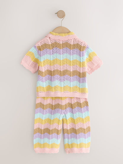 Multi Stripe Knitted Shirt and Trousers Set (3mths-10yrs) image 7