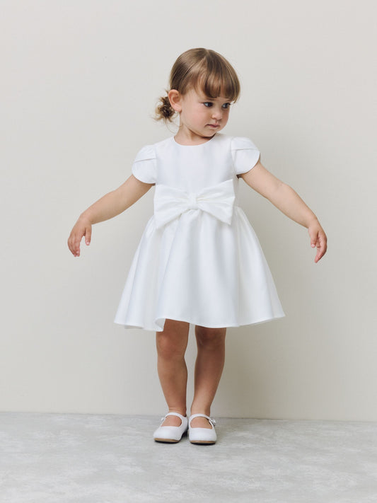 Ivory Flower Girls Bow Front Dress (3mths-10yrs)