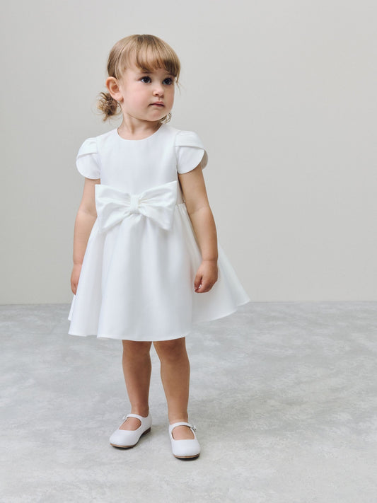 Ivory Flower Girls Bow Front Dress (3mths-10yrs)