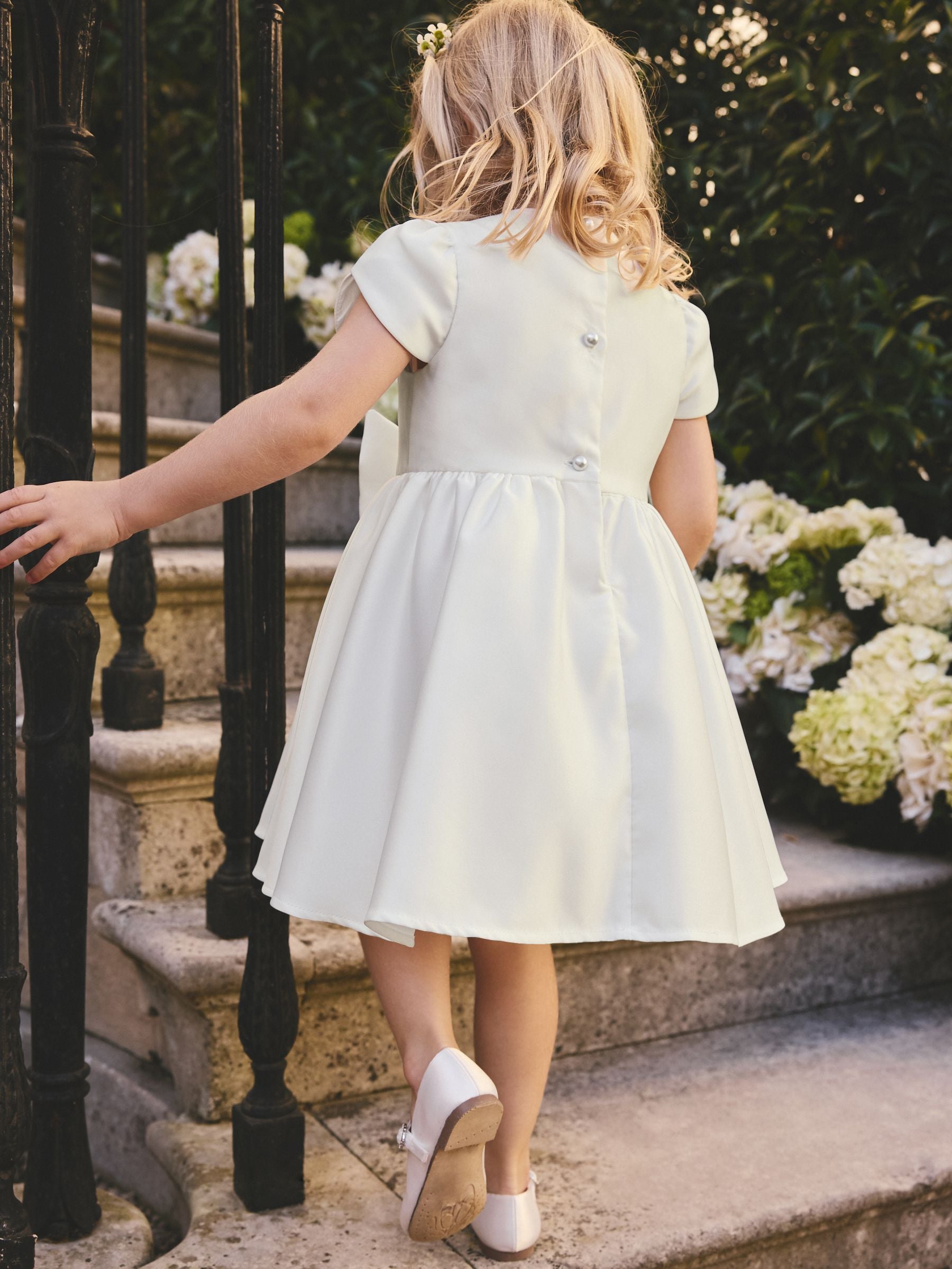Ivory Flower Girls Bow Front Dress (3mths-10yrs) image 3