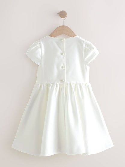 Ivory Flower Girls Bow Front Dress (3mths-10yrs)