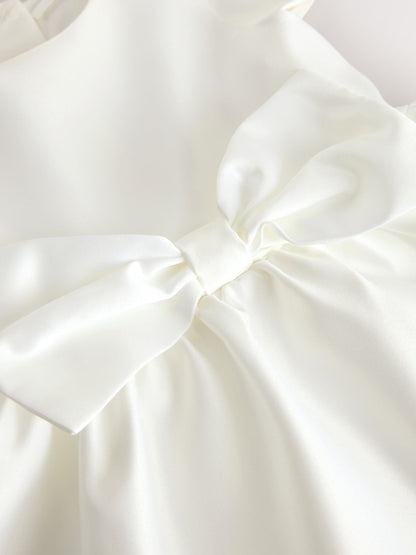 Ivory Flower Girls Bow Front Dress (3mths-10yrs)
