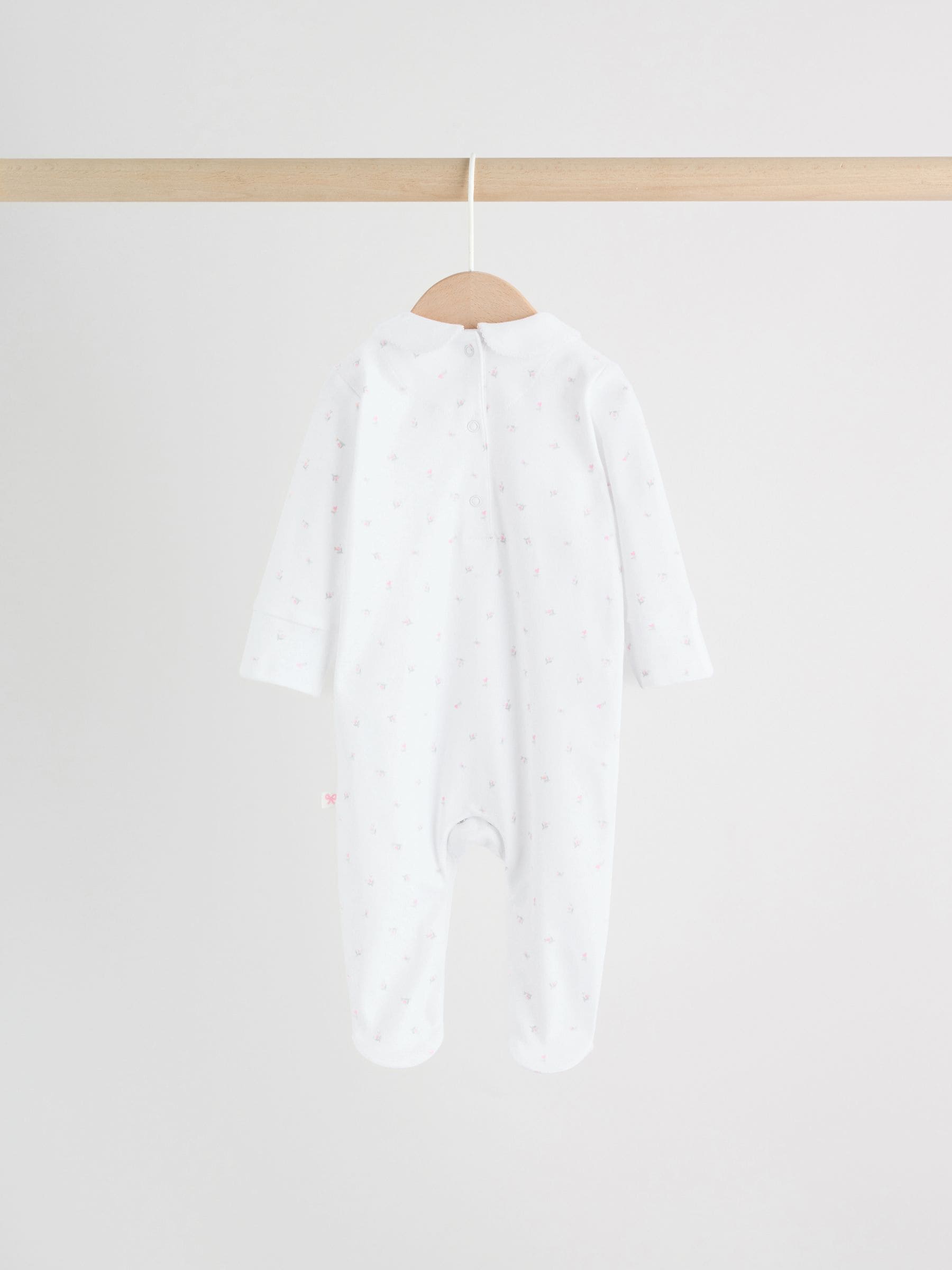 White/Pink Collar Baby Sleepsuits 3 Pack image 6