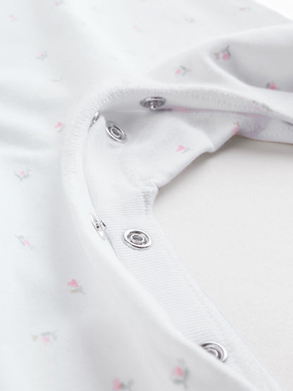 White/Pink Collar Baby Sleepsuits 3 Pack image 9