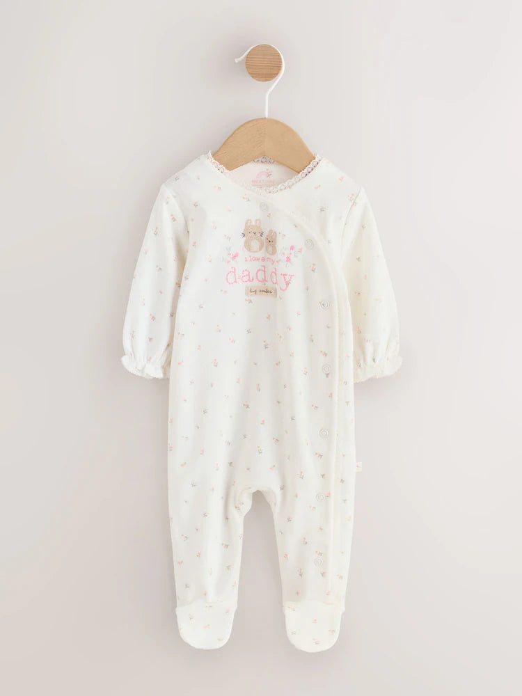 Ecru White Daddy Family Baby Sleepsuit (0-2yrs)