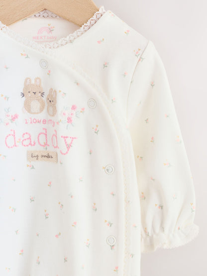 Ecru White Daddy Family Baby Sleepsuit (0-2yrs) image 3
