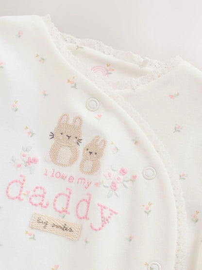 Ecru White Daddy Family Baby Sleepsuit (0-2yrs)