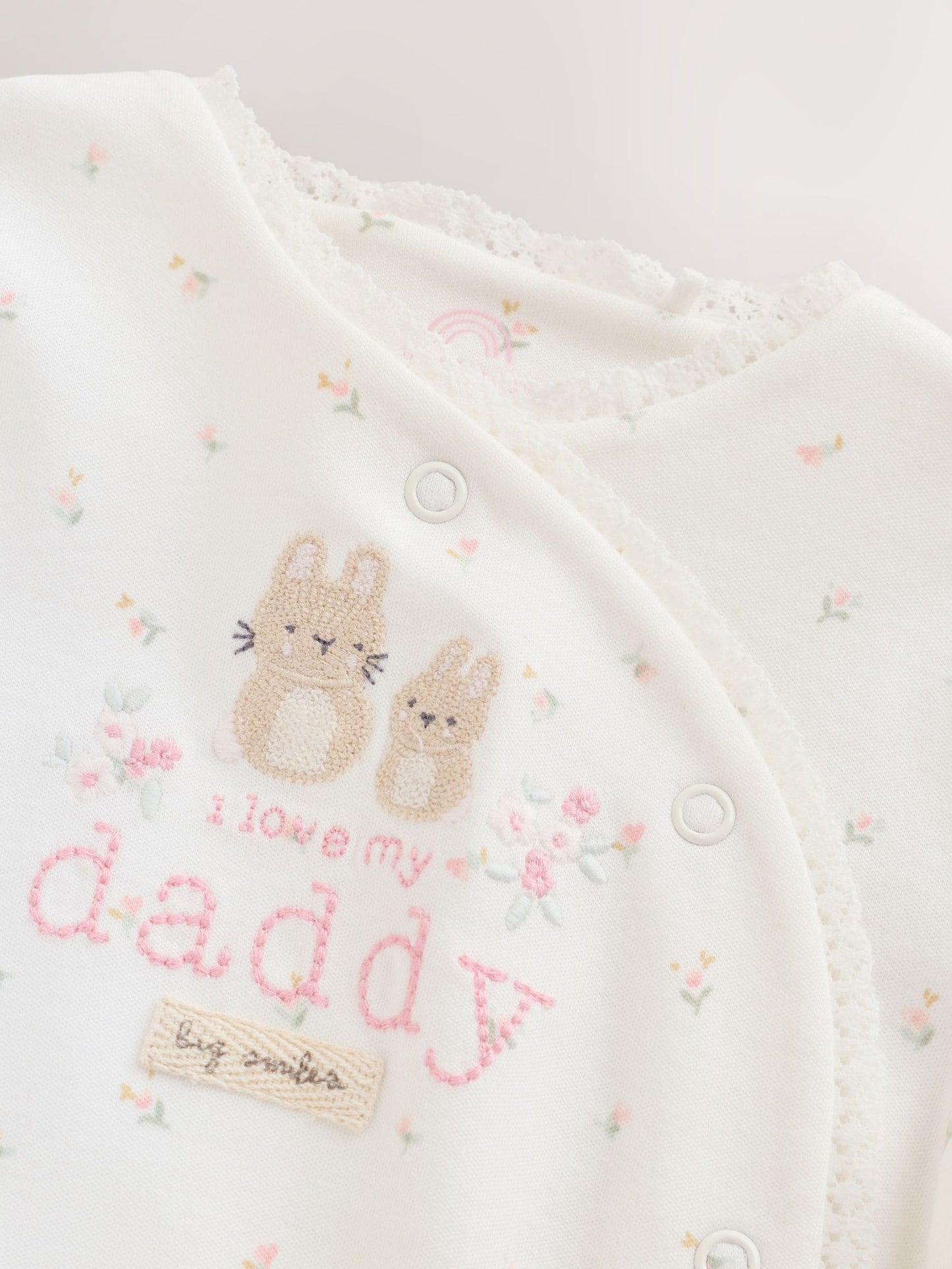 Ecru White Daddy Family Baby Sleepsuit (0-2yrs) image 4
