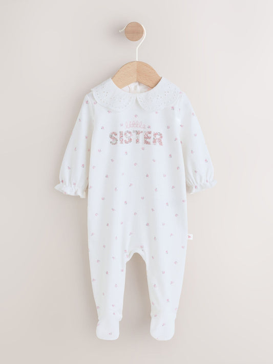 White Little Sister Family Baby Sleepsuit (0-2yrs) image 1