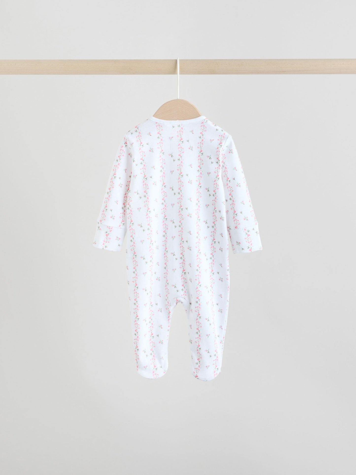 White/Pink 4 Pack Baby Sleepsuit (0-2yrs) image 4
