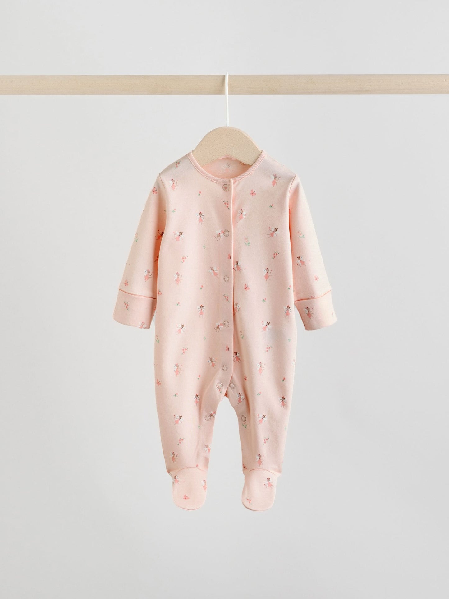 White/Pink 4 Pack Baby Sleepsuit (0-2yrs) image 5