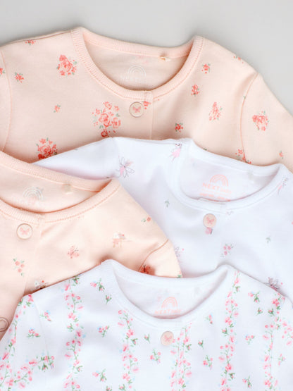 White/Pink 4 Pack Baby Sleepsuit (0-2yrs) image 7