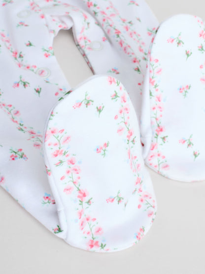White/Pink 4 Pack Baby Sleepsuit (0-2yrs) image 8