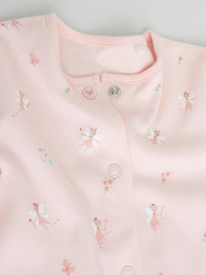 White/Pink 7 Pack Baby Sleepsuit (0-2yrs)