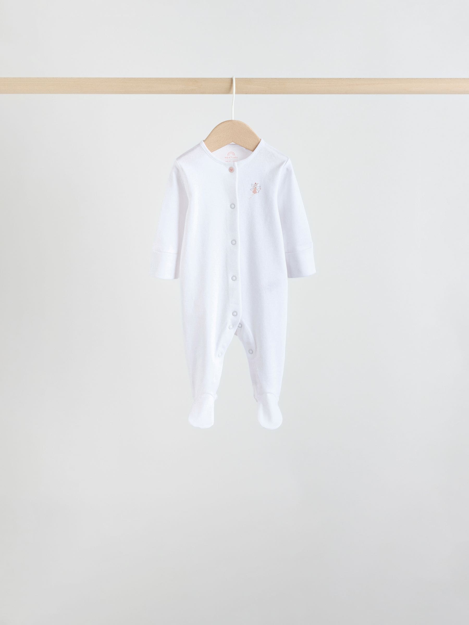 White/Pink 7 Pack Baby Sleepsuit (0-2yrs) image 3