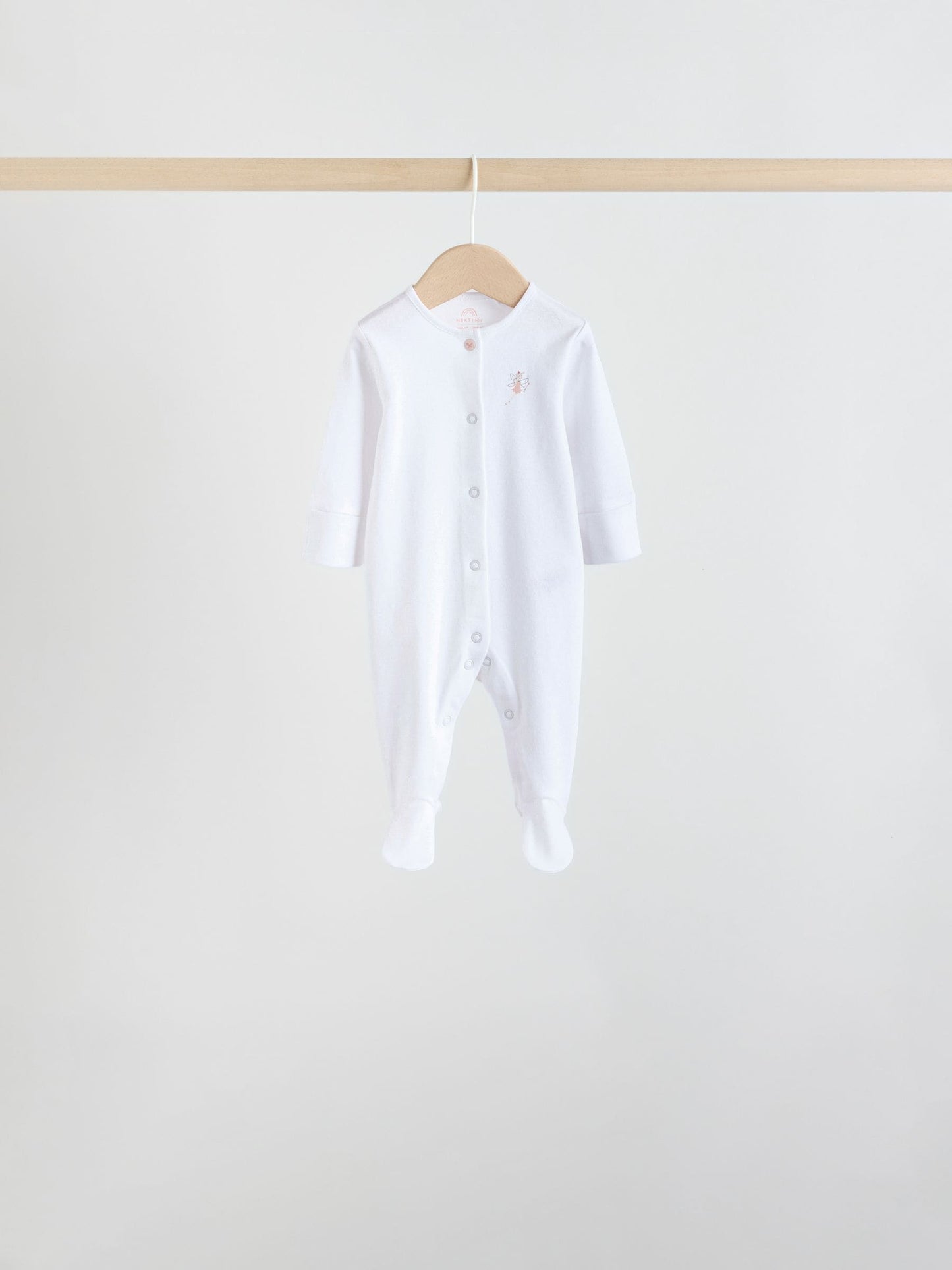 White/Pink 7 Pack Baby Sleepsuit (0-2yrs) image 3