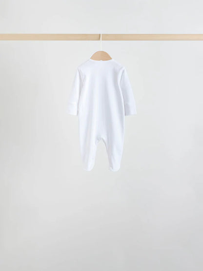 White/Pink 7 Pack Baby Sleepsuit (0-2yrs)