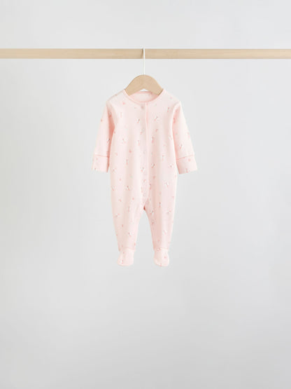 White/Pink 7 Pack Baby Sleepsuit (0-2yrs) image 5