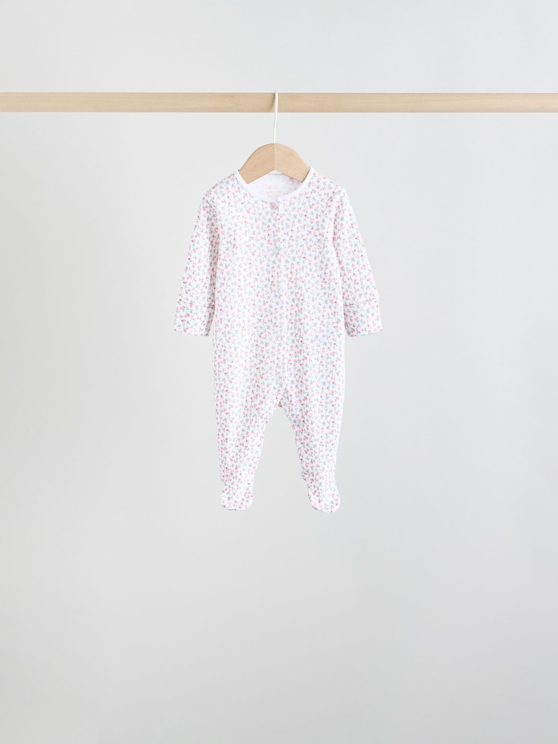 White/Pink 7 Pack Baby Sleepsuit (0-2yrs) image 6