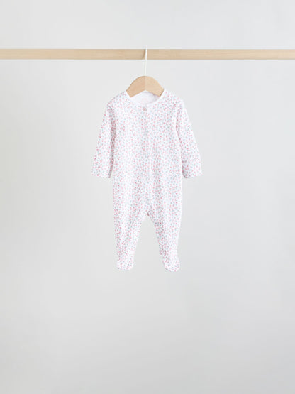 White/Pink 7 Pack Baby Sleepsuit (0-2yrs) image 6