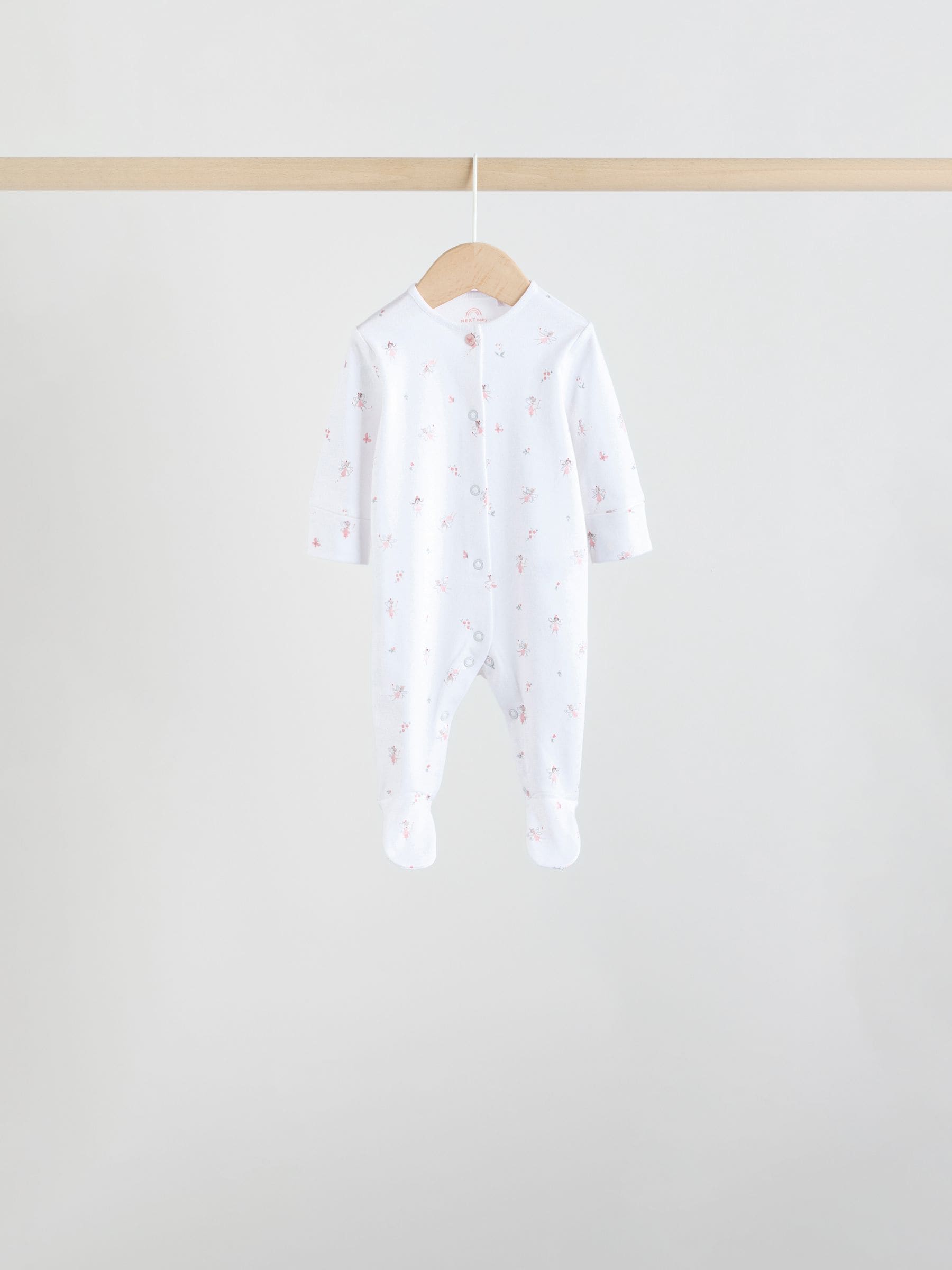 White/Pink 7 Pack Baby Sleepsuit (0-2yrs) image 7
