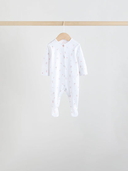 White/Pink 7 Pack Baby Sleepsuit (0-2yrs) image 7