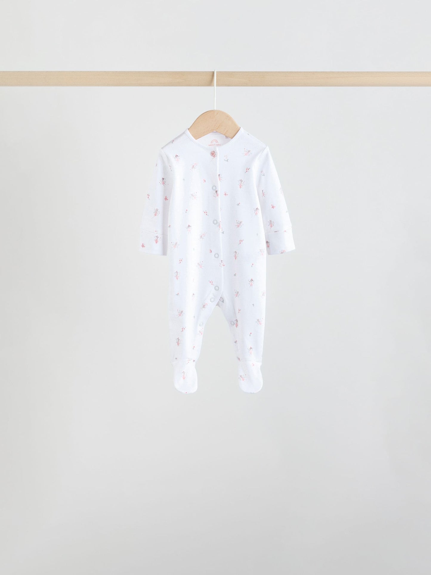White/Pink 7 Pack Baby Sleepsuit (0-2yrs) image 7