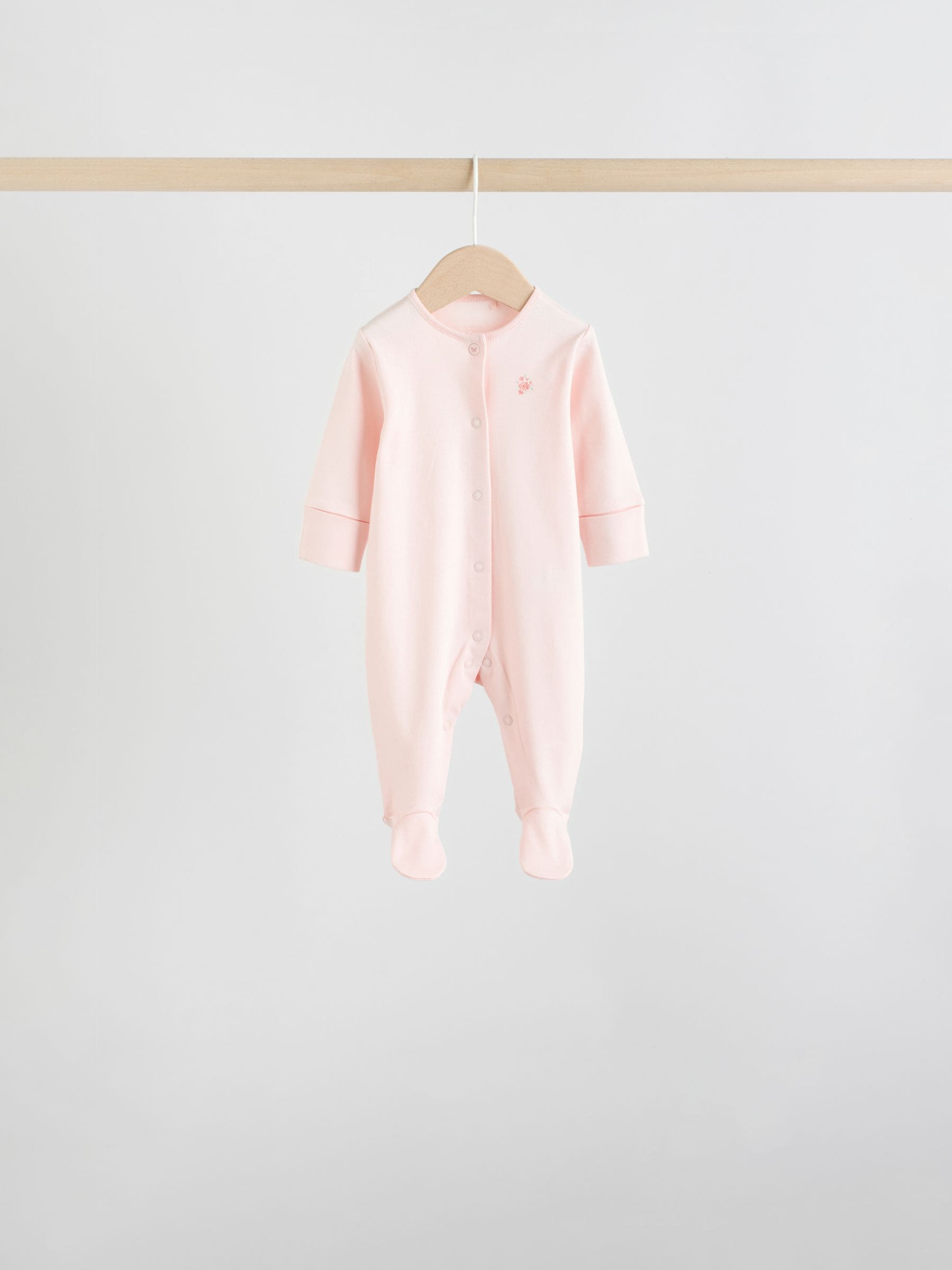 White/Pink 7 Pack Baby Sleepsuit (0-2yrs) image 8