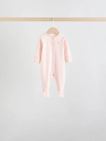 White/Pink 7 Pack Baby Sleepsuit (0-2yrs)