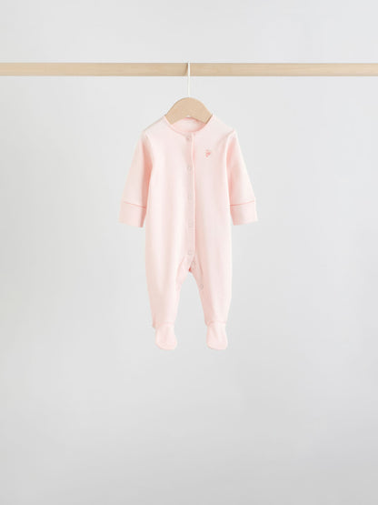 White/Pink 7 Pack Baby Sleepsuit (0-2yrs) image 8