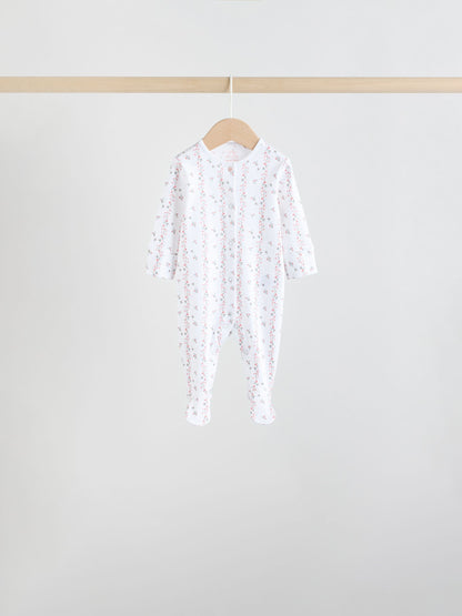 White/Pink 7 Pack Baby Sleepsuit (0-2yrs) image 9