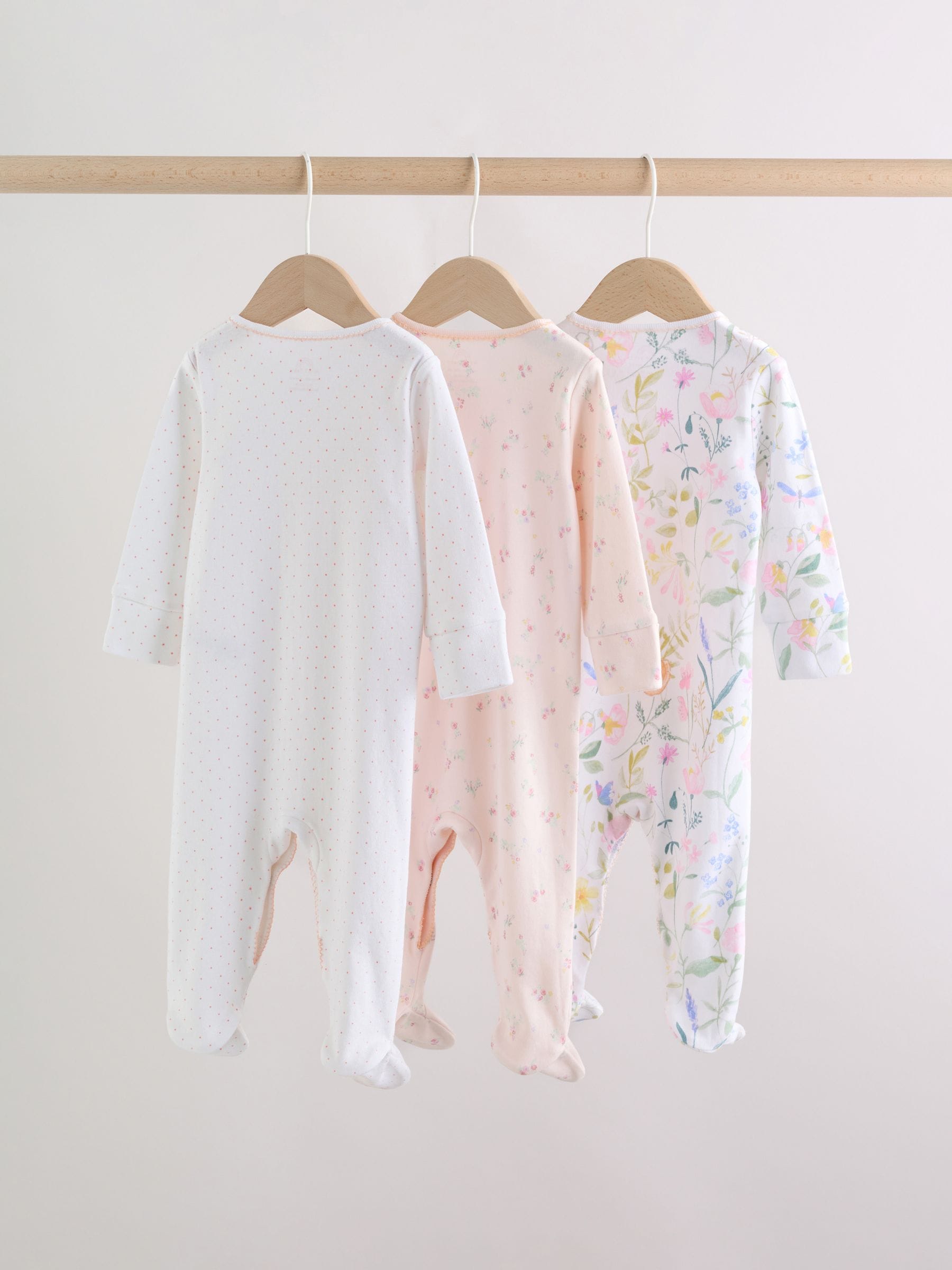 Pink Baby Bunny Sleepsuits 3 Pack (0-2yrs) image 2