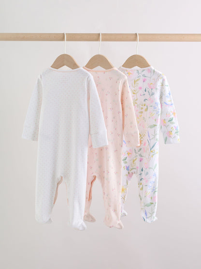 Pink Baby Bunny Sleepsuits 3 Pack (0-2yrs) image 2