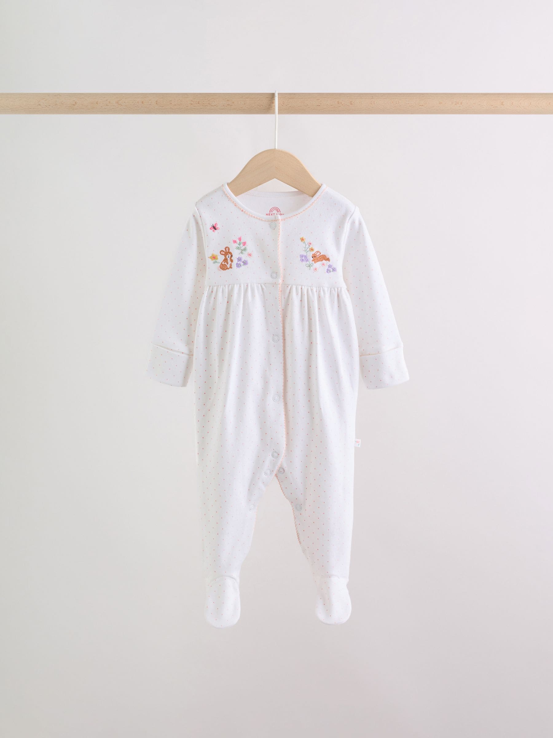 Pink Baby Bunny Sleepsuits 3 Pack (0-2yrs) image 3